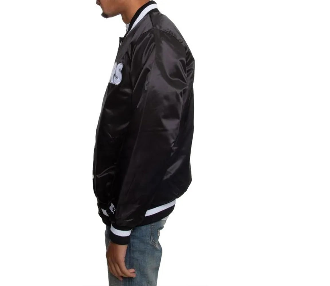 Oakland Raiders Satin Black and White Jacket WorthVee