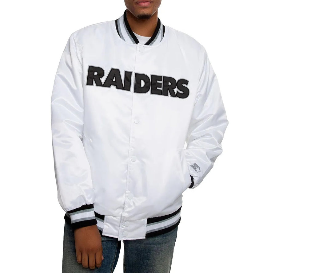Oakland Raiders Satin Black and White Jacket WorthVee