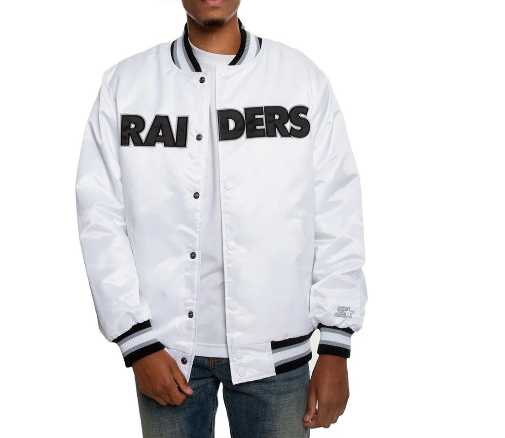 Oakland Raiders Satin Black and White Jacket WorthVee