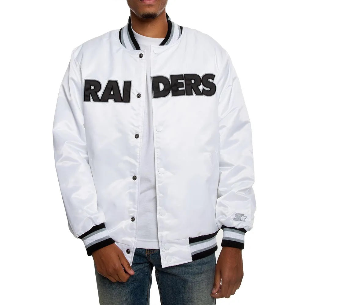 Oakland Raiders Satin Black and White Jacket WorthVee