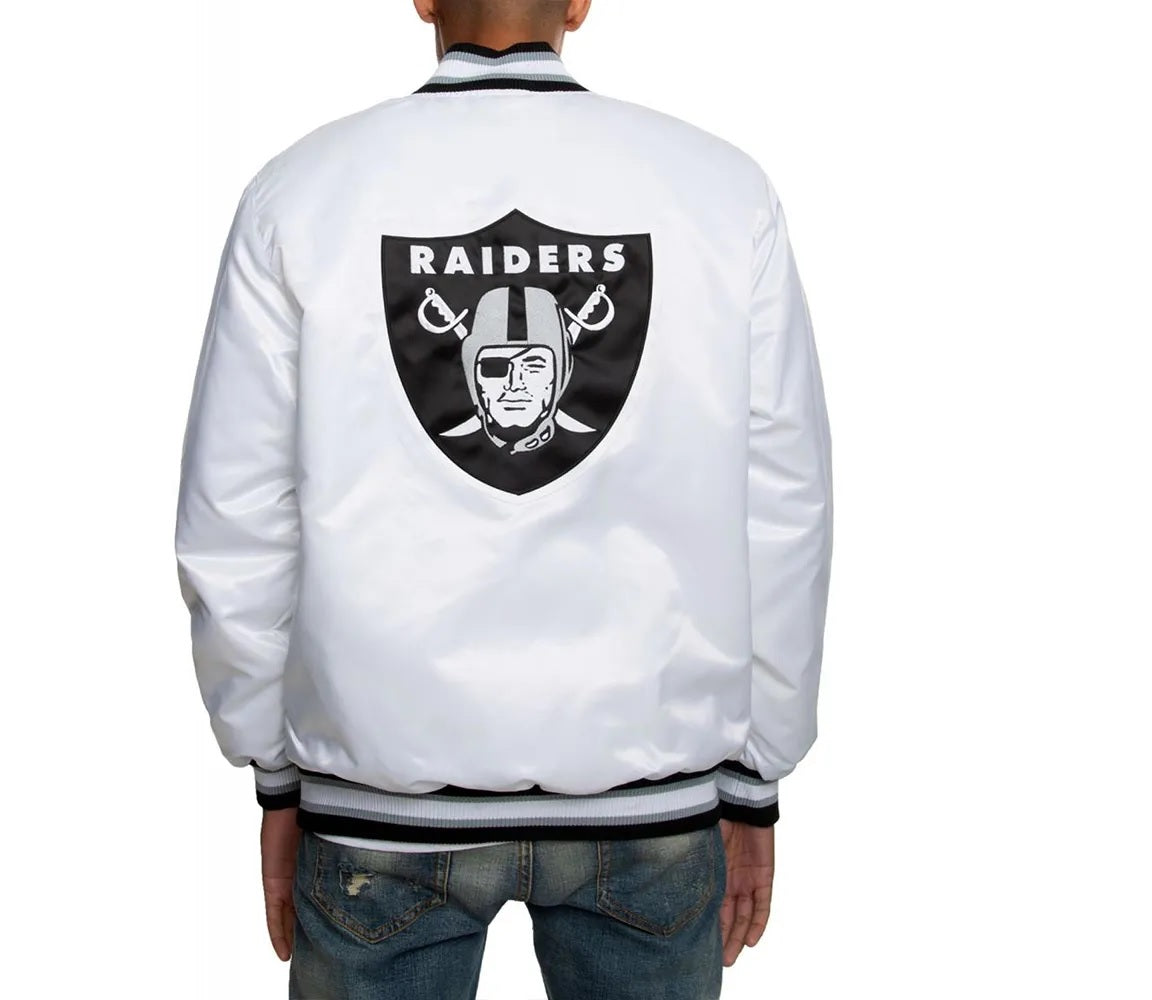 Oakland Raiders Satin Black and White Jacket WorthVee