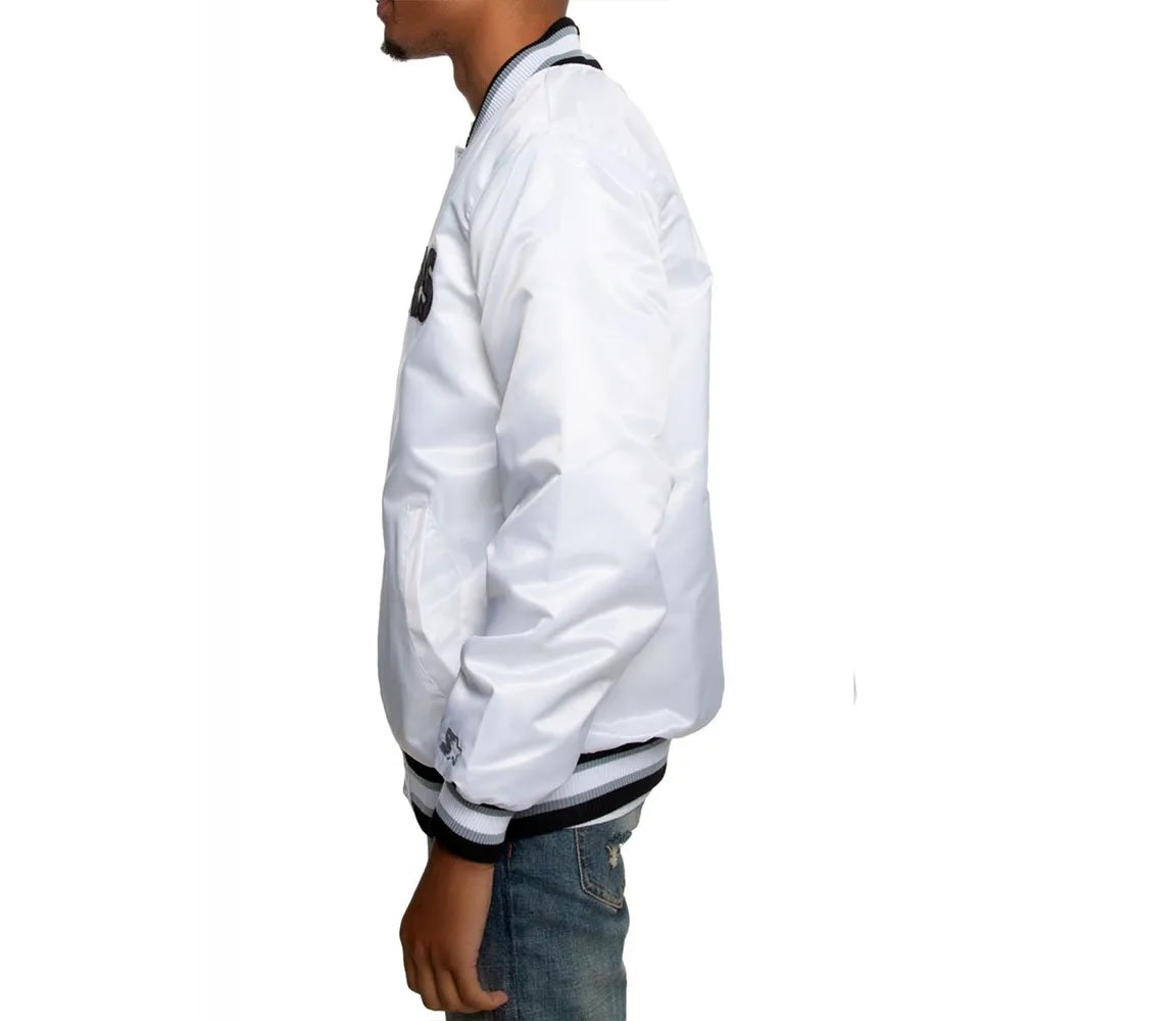 Oakland Raiders Satin Black and White Jacket WorthVee