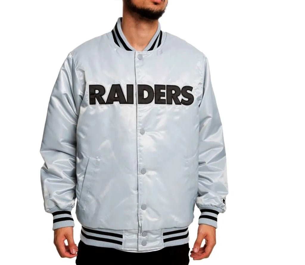 Oakland Raiders Satin Black and White Jacket WorthVee