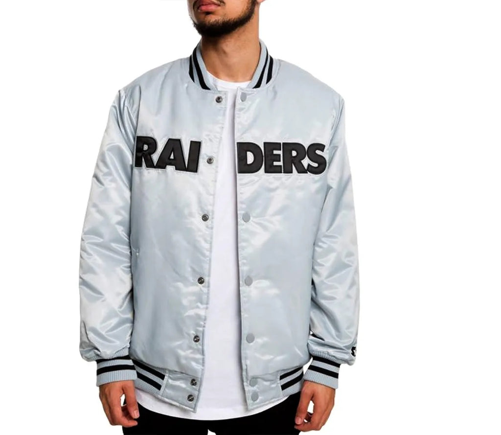 Oakland Raiders Satin Black and White Jacket WorthVee