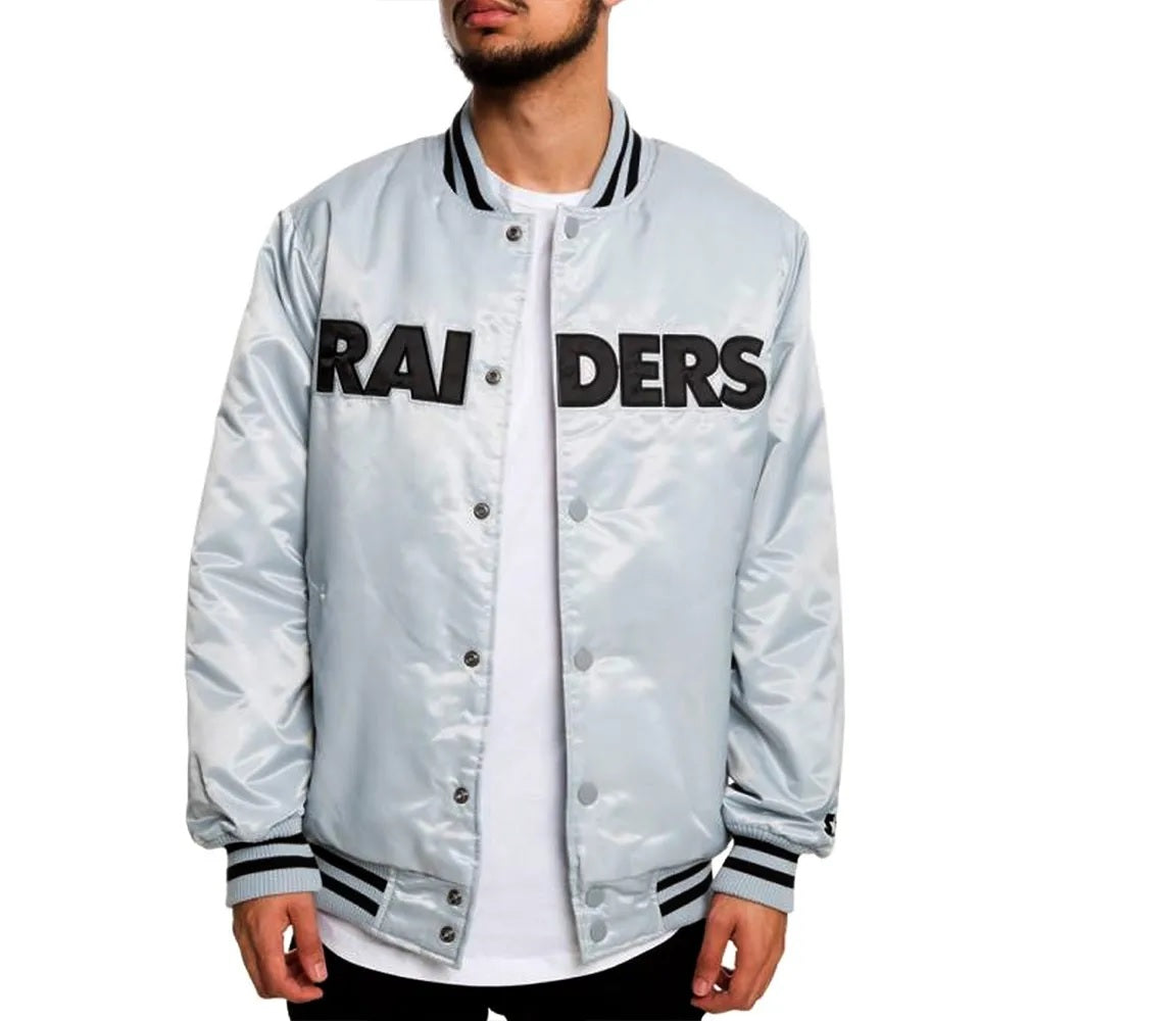 Oakland Raiders Satin Black and White Jacket WorthVee
