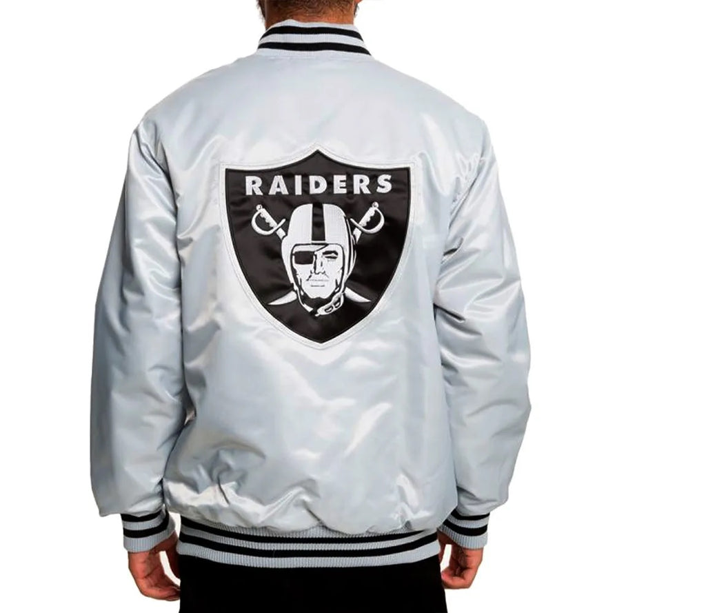 Oakland Raiders Satin Black and White Jacket WorthVee