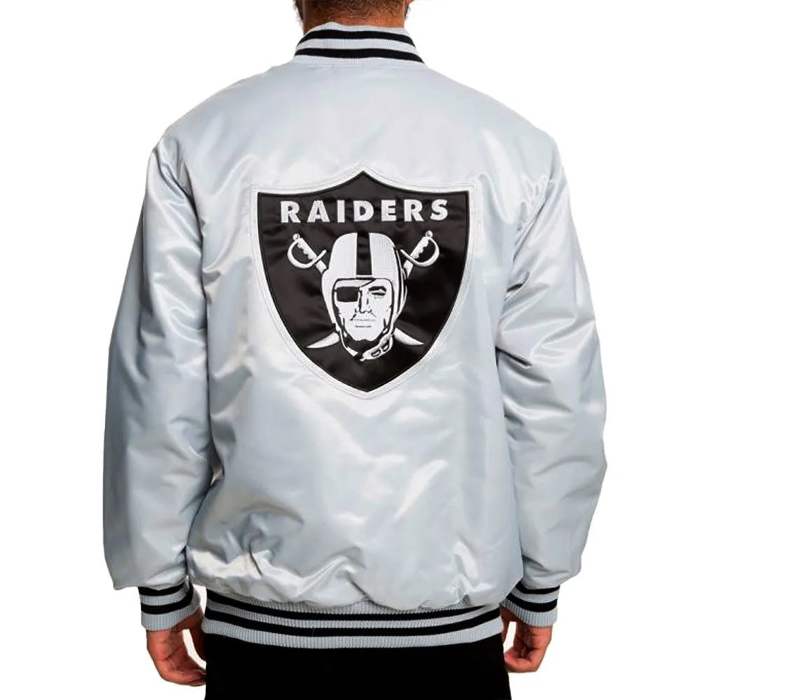 Oakland Raiders Satin Black and White Jacket WorthVee