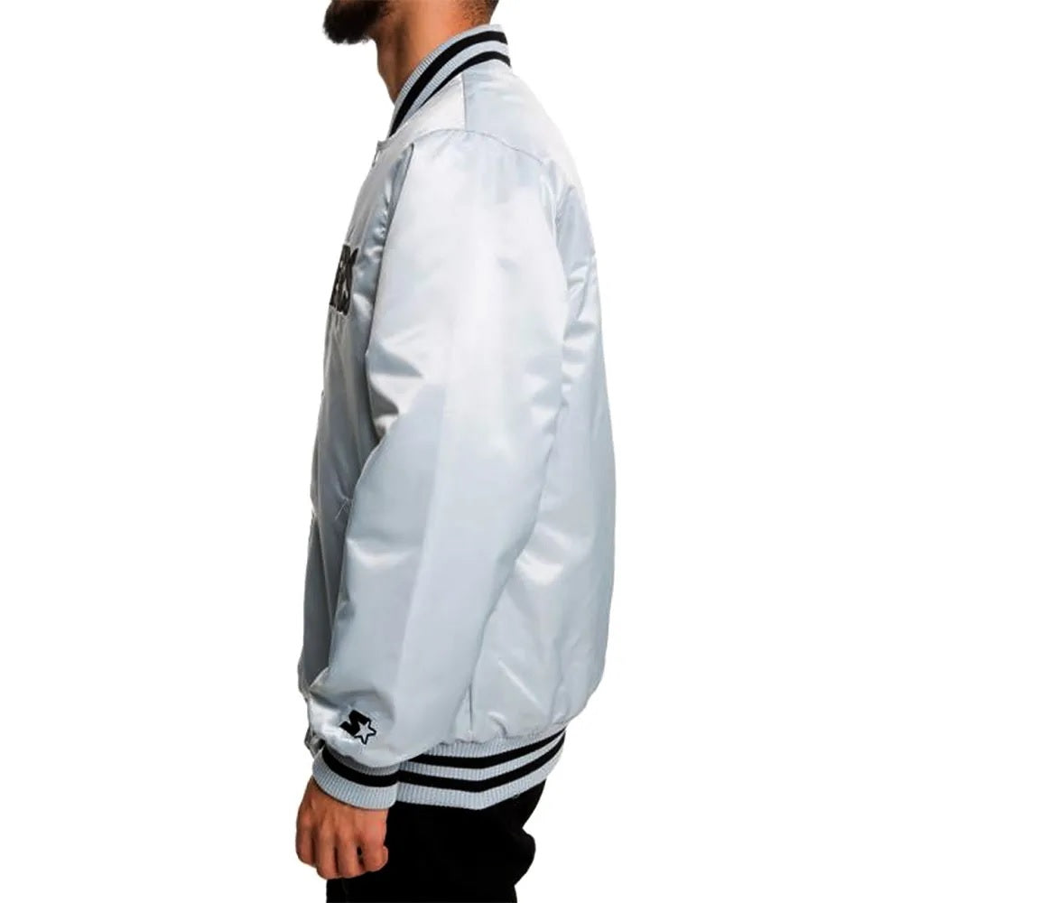 Oakland Raiders Satin Black and White Jacket WorthVee