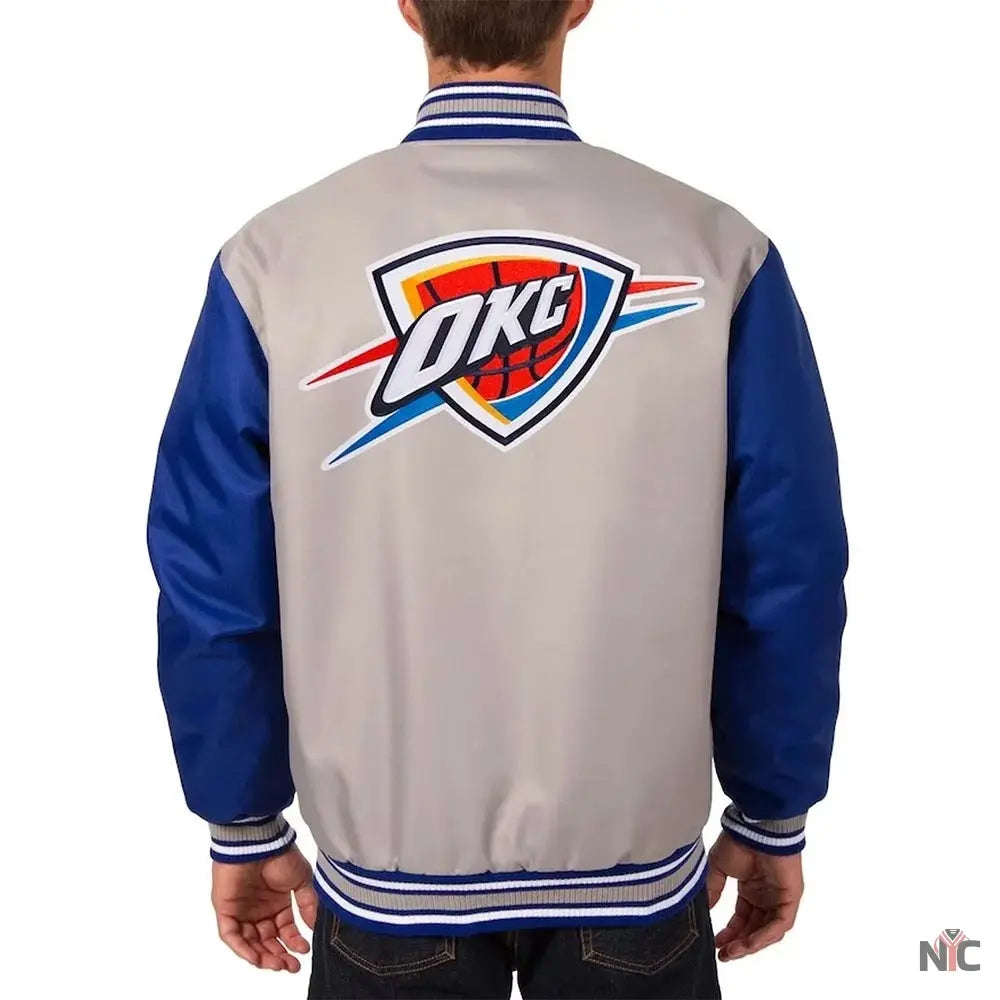 Oklahoma City Thunder Gray Royal Varsity Poly Twill Jacket Clanton Jacket
