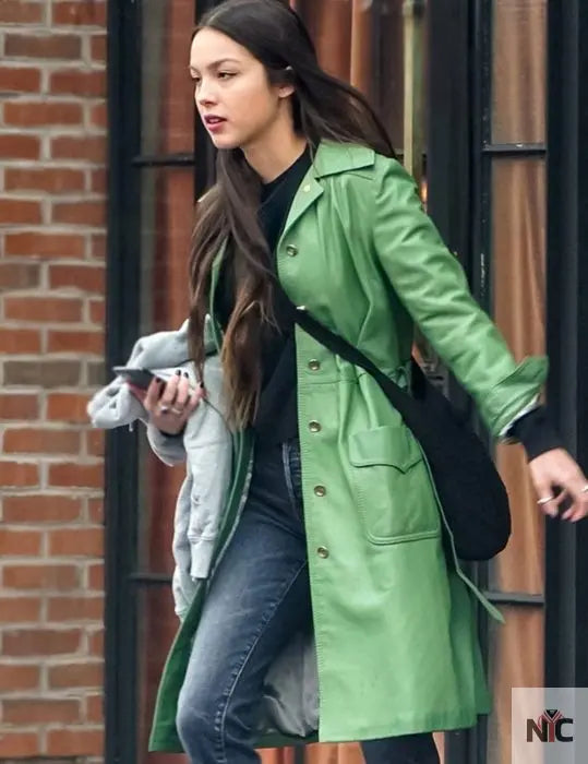 Olivia Rodrigo 2023 Green Leather Coat Clanton Jacket