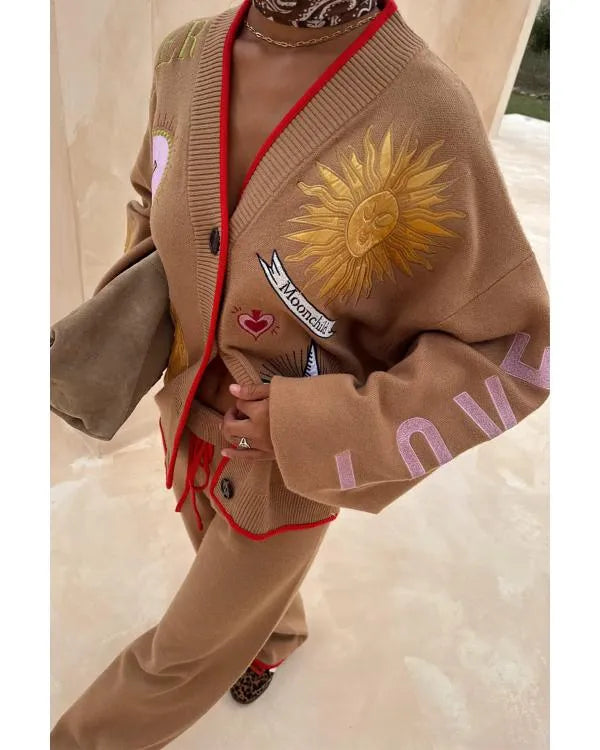 Olivia Attwood Getting Filthy Rich S04 Beige Moon/Sun Cardigan