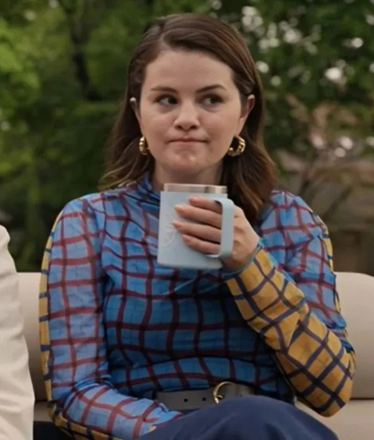 Only Murders in the Building S04 Selena Gomez Plaid Combo Top