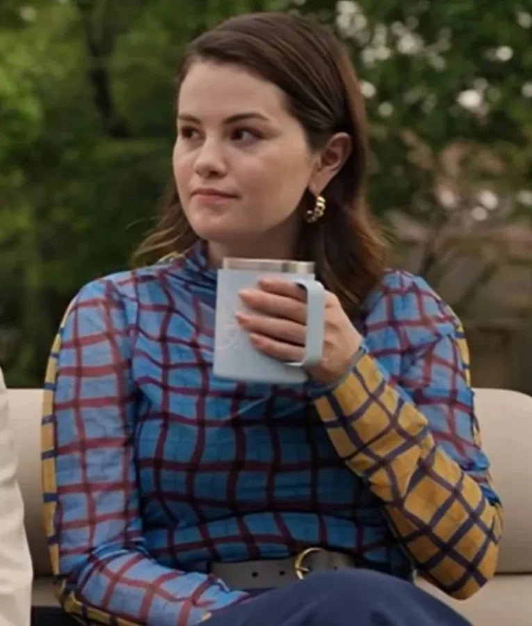 Only Murders in the Building S04 Selena Gomez Plaid Combo Top