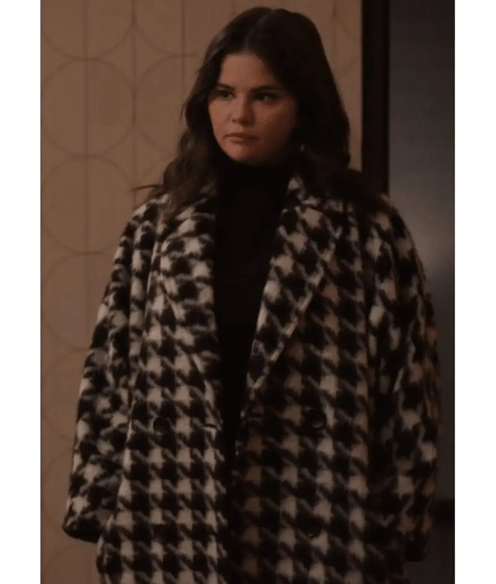 Only Murders In The Building S03 Selena Gomez Black & White Houndstooth Coat