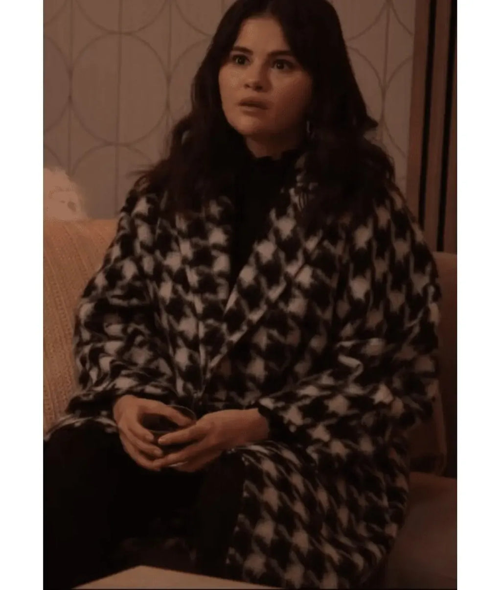 Only Murders In The Building S03 Selena Gomez Black & White Houndstooth Coat