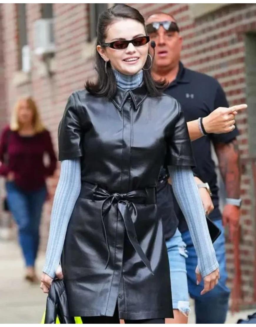 Only Murders In The Building S05 Selena Gomez Leather Dress Clanton Jacket