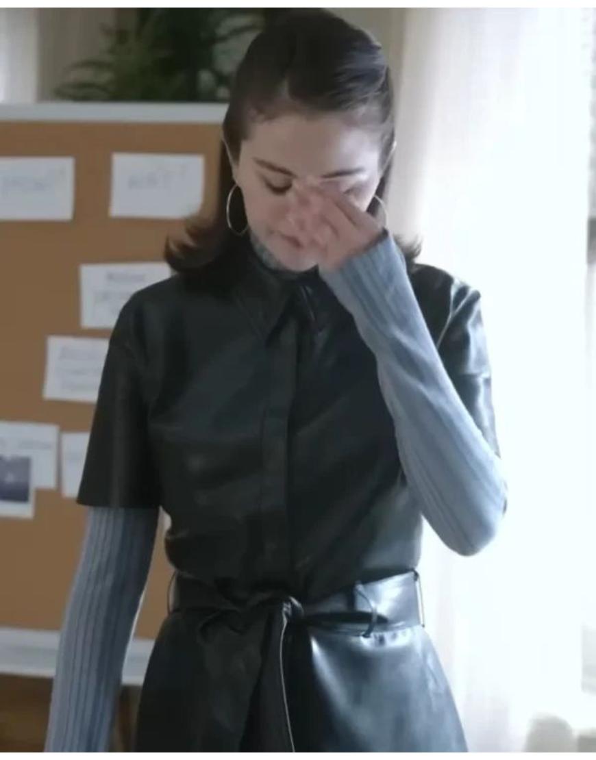 Only Murders In The Building S05 Selena Gomez Leather Dress Clanton Jacket