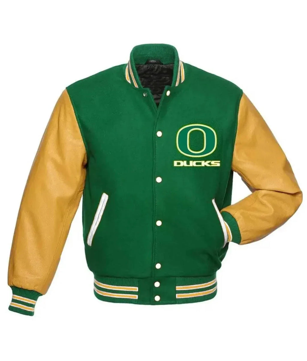 Oregon Ducks Green and Yellow Varsity Jacket Clanton Jacket