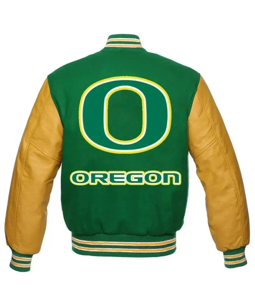 Oregon Ducks Green and Yellow Varsity Jacket Clanton Jacket