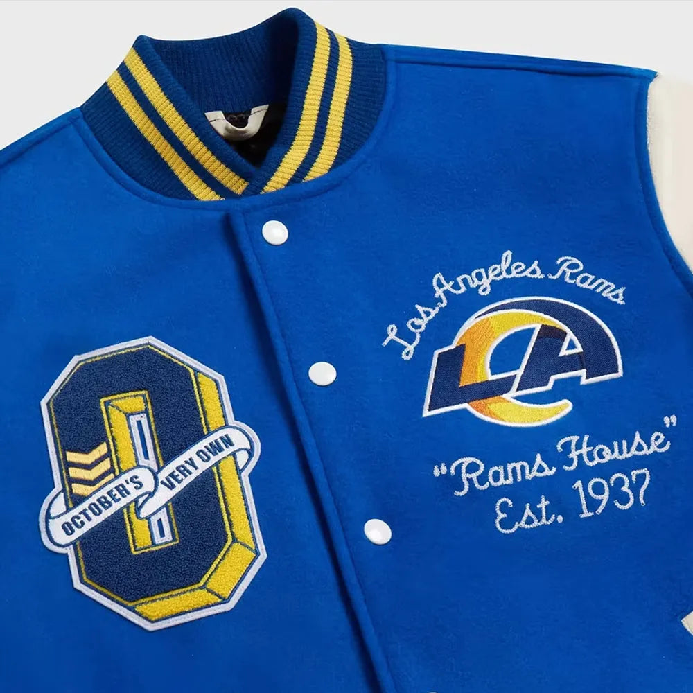 Ovo X Nfl Los Angeles Rams Varsity Jacket WorthVee