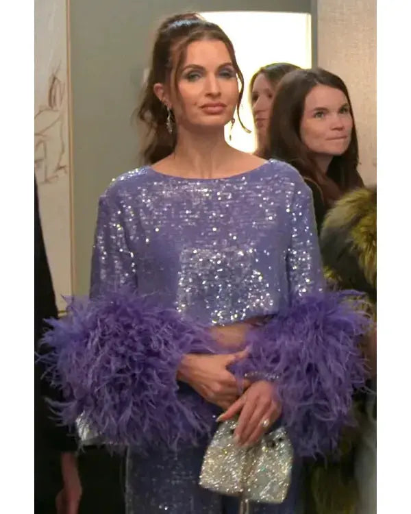 Owning Manhattan S02 Jess Markowski Purple Sequin Crop Top WorthVee