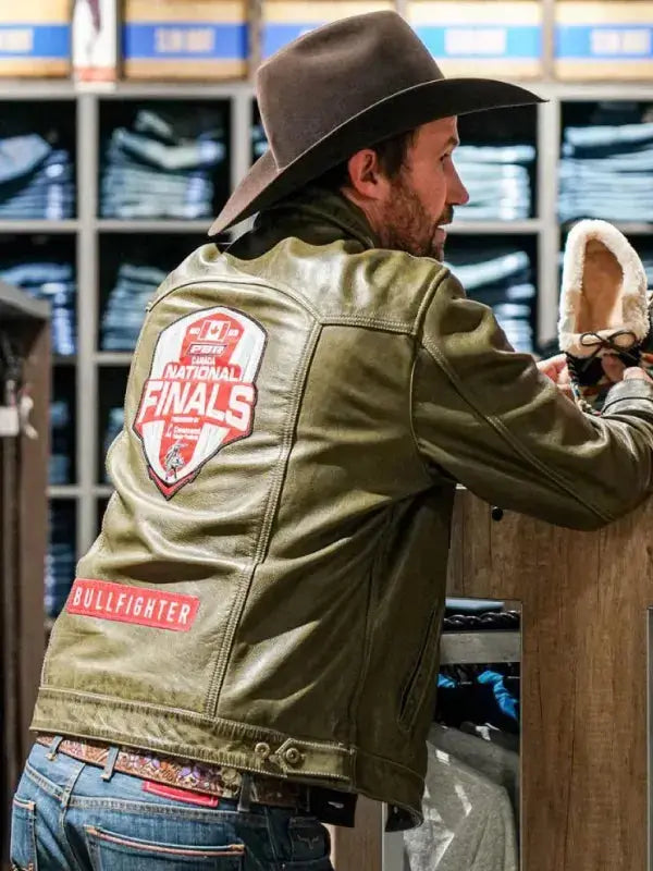 PBR Canada National Finals Bull Fighter Green Leather Jacket WorthVee