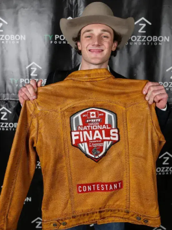 PBR Canada National Finals Contestant Brown Leather Jacket WorthVee