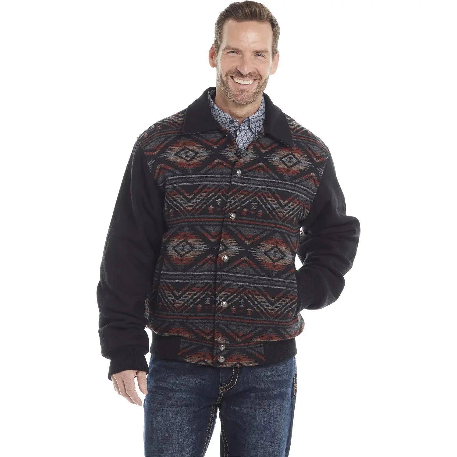 PBR Navajo Blanket Snap Jacket - Black WorthVee