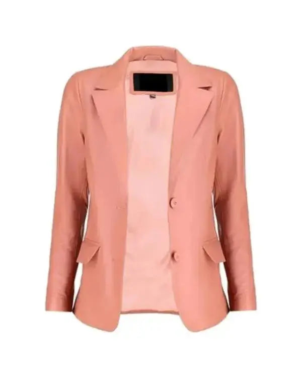 Pastel Pink Leather Blazer WorthVee