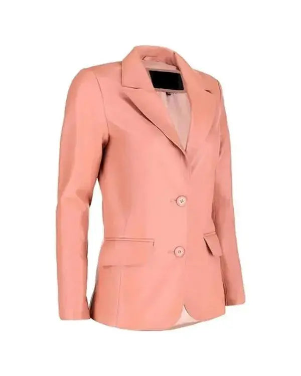 Pastel Pink Leather Blazer WorthVee