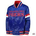 Philadelphia 76ers Home Game Royal Satin Jacket Clanton Jacket