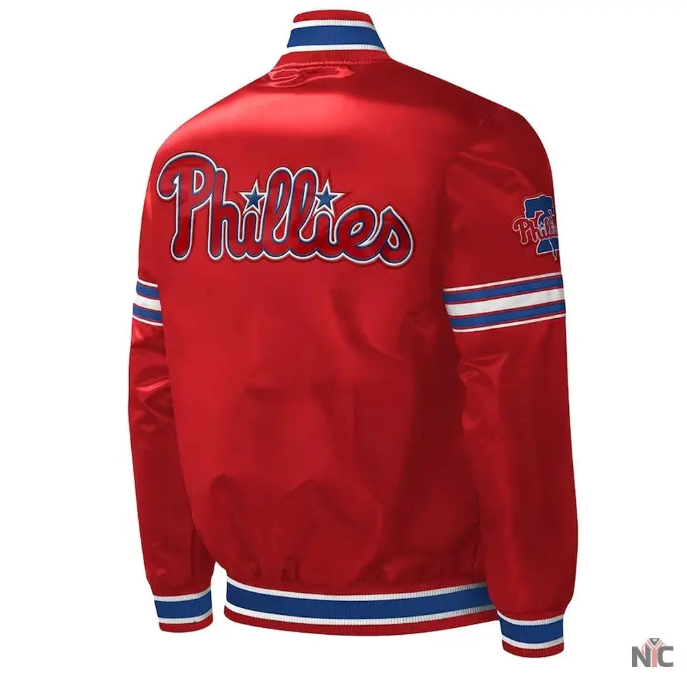 Philadelphia Phillies Midfield Varsity Satin Jacket Clanton Jacket