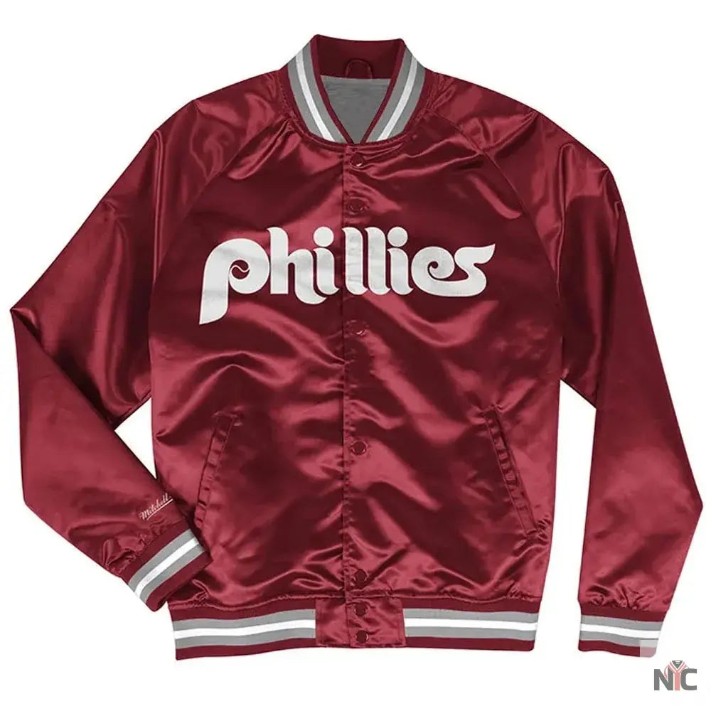 Philadelphia Phillies Satin Raglan Full-Snap Jacket Clanton Jacket