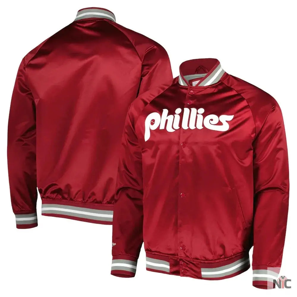 Philadelphia Phillies Satin Raglan Full-Snap Jacket Clanton Jacket