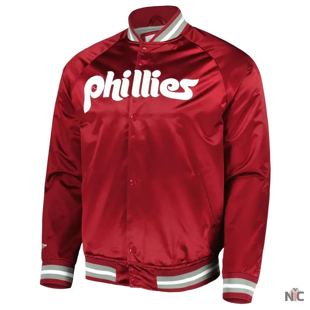 Philadelphia Phillies Satin Raglan Full-Snap Jacket Clanton Jacket