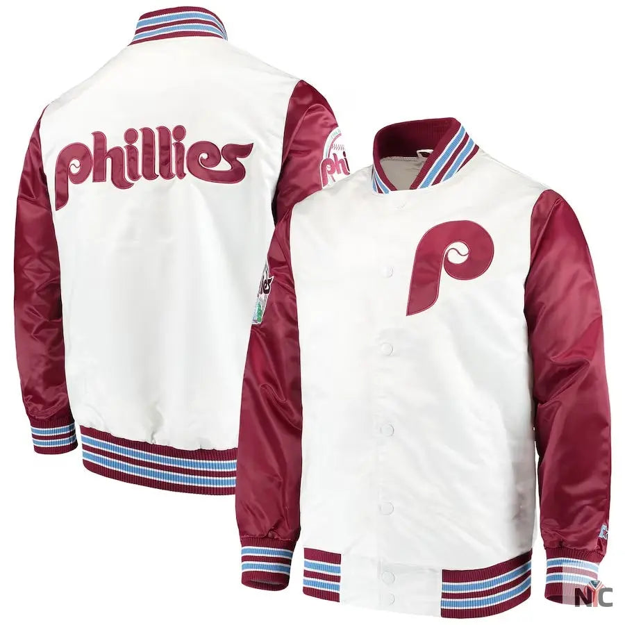 Philadelphia Phillies The Legend White Satin Jacket Clanton Jacket