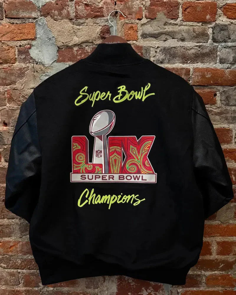 Philadelphia Eagles Super Bowl Black Varsity Jacket Clanton Jacket
