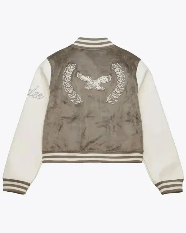 Philadelphia Eagles Tan Full Snap Varsity Jacket WorthVee