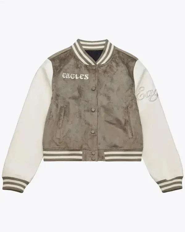 Philadelphia Eagles Tan Full Snap Varsity Jacket WorthVee