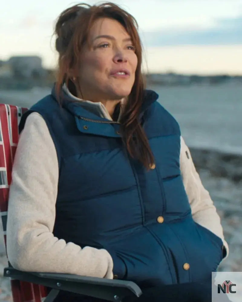 Phoebe Lancaster Sullivan’s Crossing S02 Blue Puffer Vest Clanton Jacket