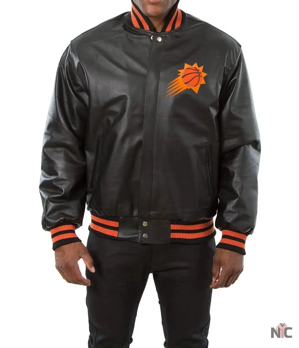Phoenix Suns Black Leather Varsity Jacket Clanton Jacket