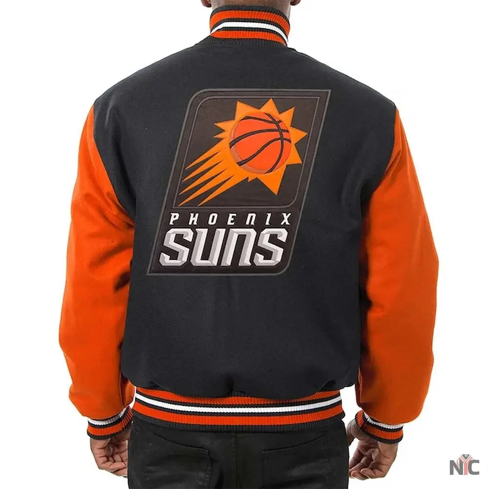Phoenix Suns Black and Orange Wool Varsity Jacket Clanton Jacket