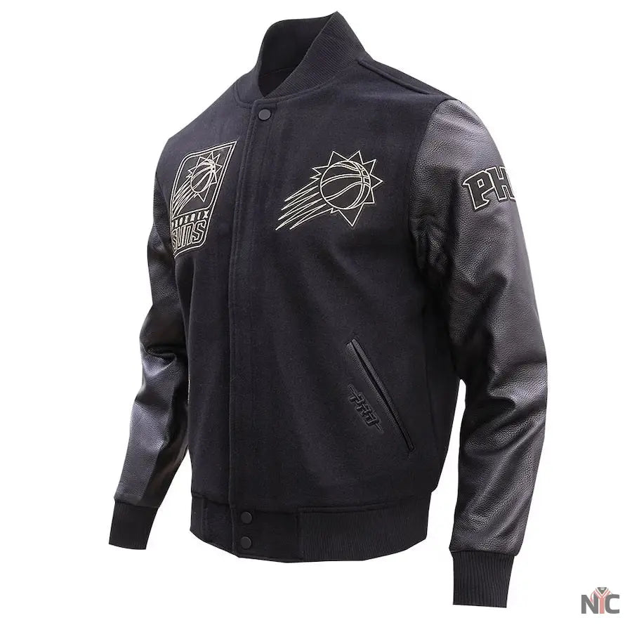 Phoenix Suns Gold Stitch Black Varsity Jacket Clanton Jacket