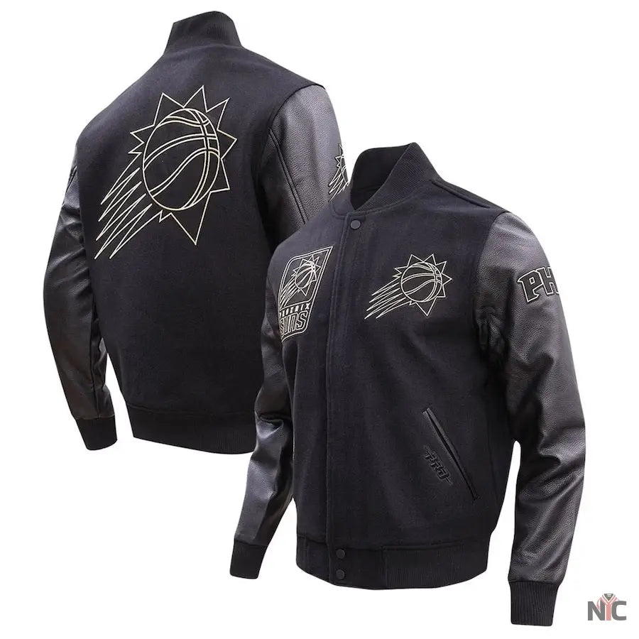 Phoenix Suns Gold Stitch Black Varsity Jacket Clanton Jacket