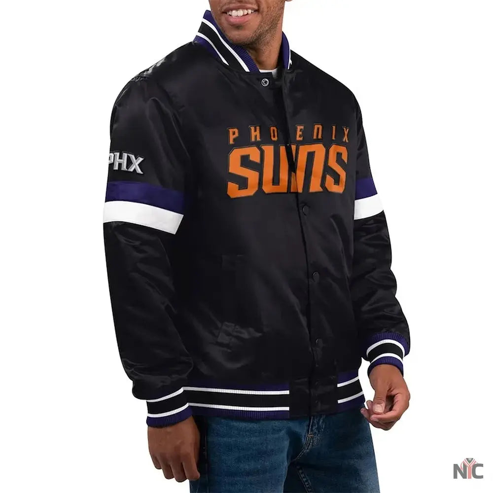 Phoenix Suns Home Game Black Satin Jacket Clanton Jacket