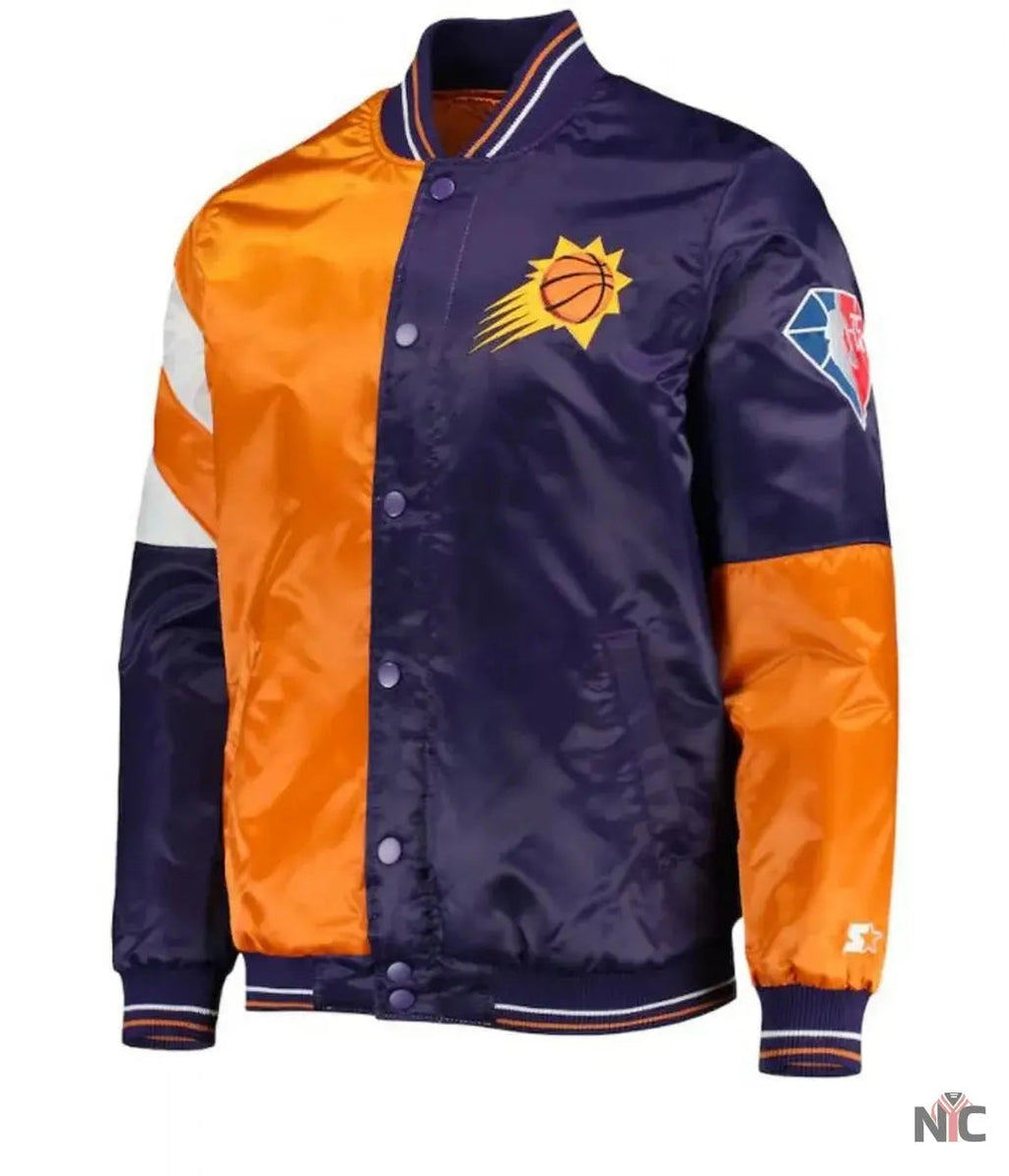 Phoenix Suns Orange and Purple Varsity Starter Jacket Clanton Jacket