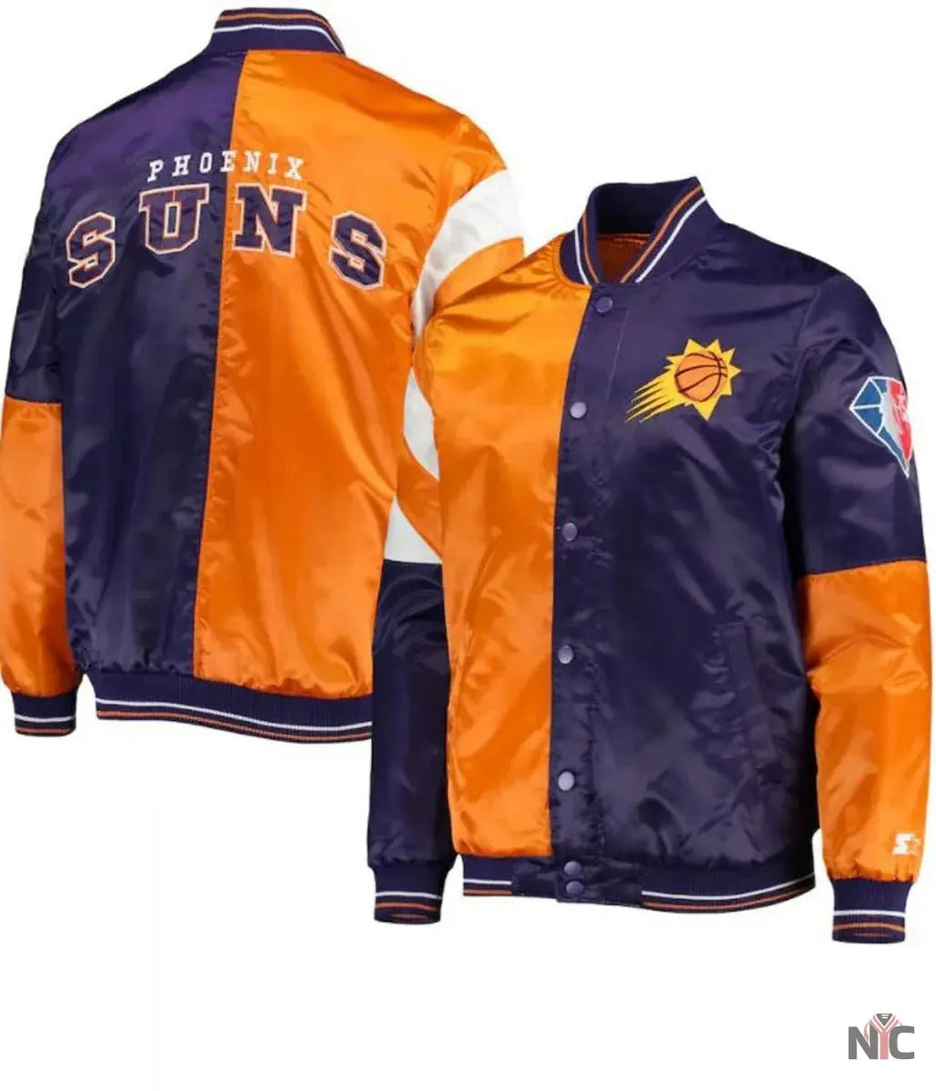 Phoenix Suns Orange and Purple Varsity Starter Jacket Clanton Jacket