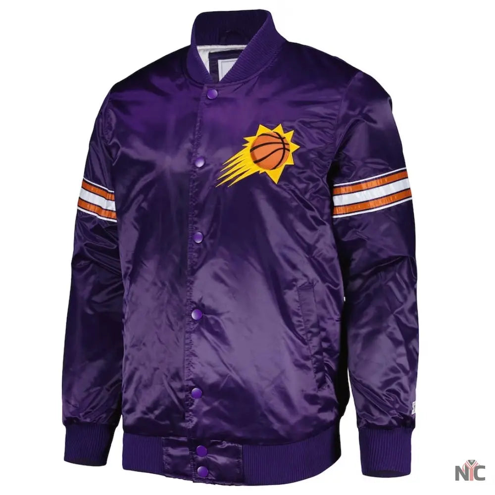 Phoenix Suns Pick & Roll Full-Snap Satin Varsity Jacket Clanton Jacket