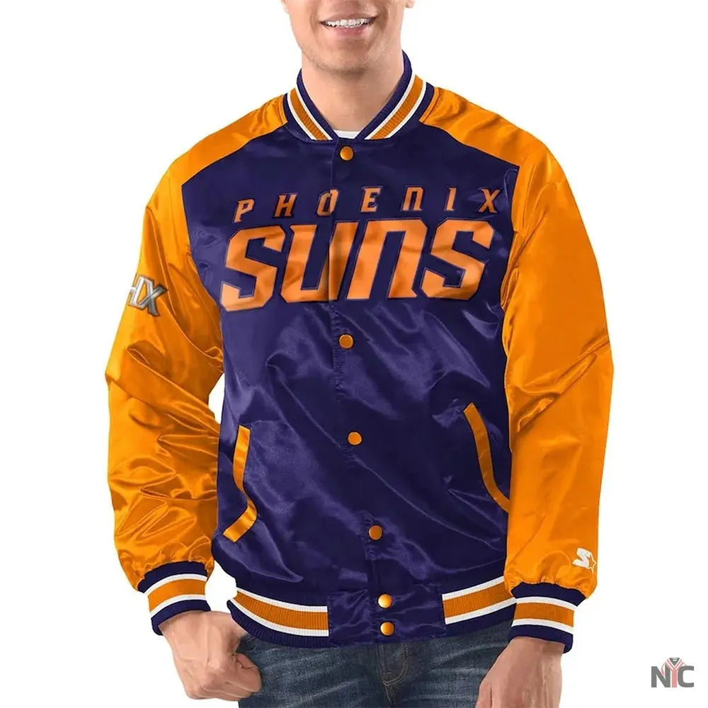 Phoenix Suns Renegade Purple And Orange Satin Jacket Clanton Jacket