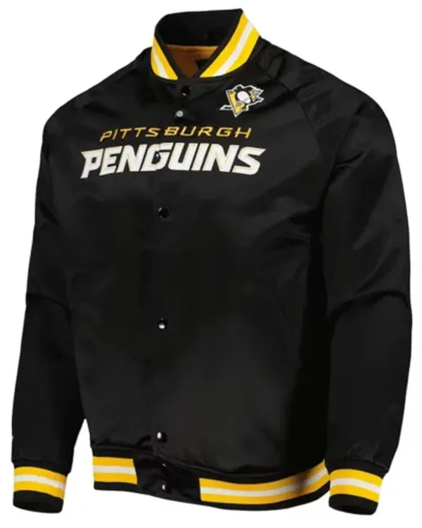 Pittsburgh Penguins Varsity Black Satin Jacket
